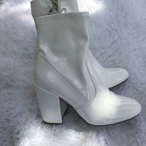white latex booties